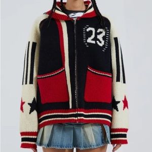 Jaded London - team 23 knitted zip up jacket